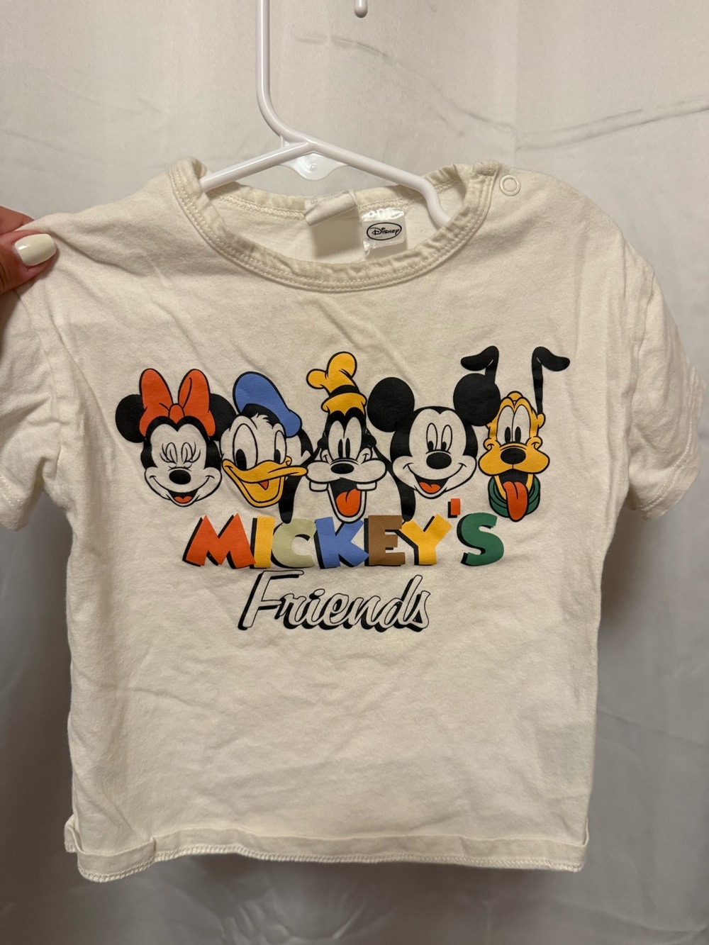 H&M Cream Short-Sleeve Tee with Colorful Disney Character Graphic
